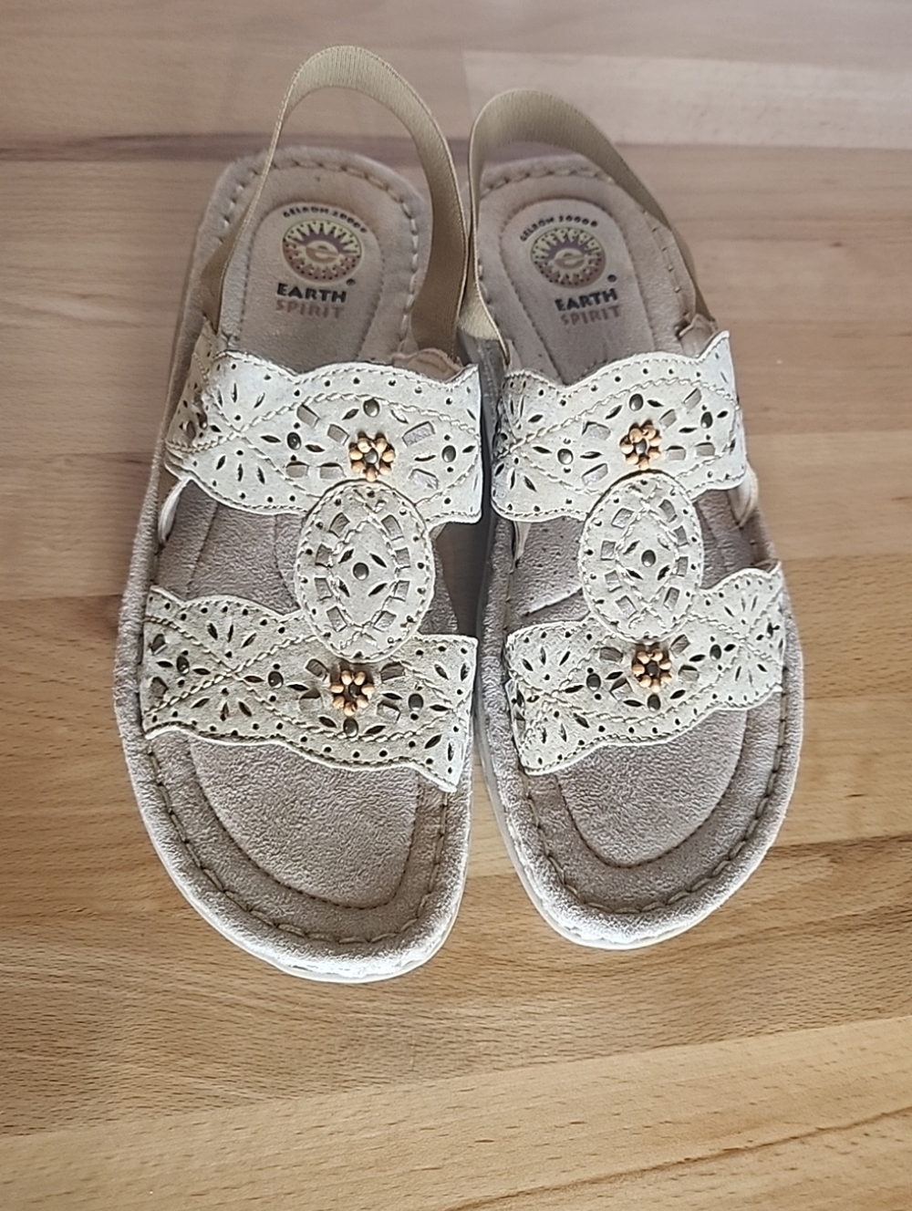 Earth Spirit Willow Slingback Sandals Women 8.5 Tan Leather Comfort Walking Boho